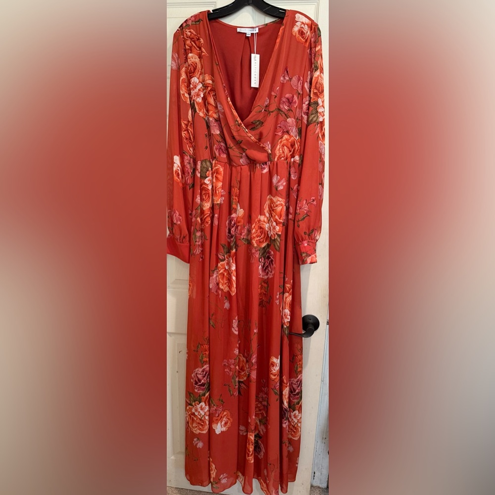 Baltic Born Rust Floral Long Sleeve Maxi Dress NWT - Picture 7 of 8